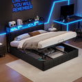 Lit, éclairage LED, 140 × 190 cm, LIVLUX, réglable, Noir