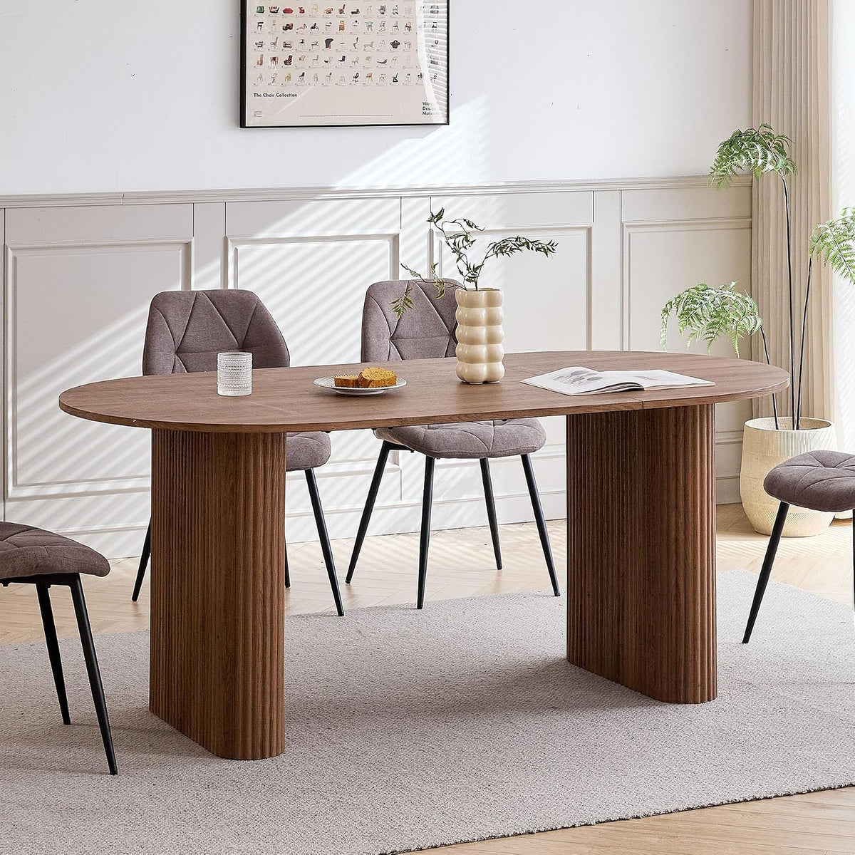 Table, 180 cm, 180 × 90 × 76 cm, 90 cm, 1, 8 cm, Salle à Manger et Salle de Réunion, Brun Foncé, DEYARNA HOME