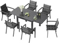 Ensemble salle à manger, 160 cm, Salon de Jardin Extérieur 6 Personnes en Aluminium, TRIUMPHKEY, 80 × 80 × 75 cm, 160 × 80 × 75 cm