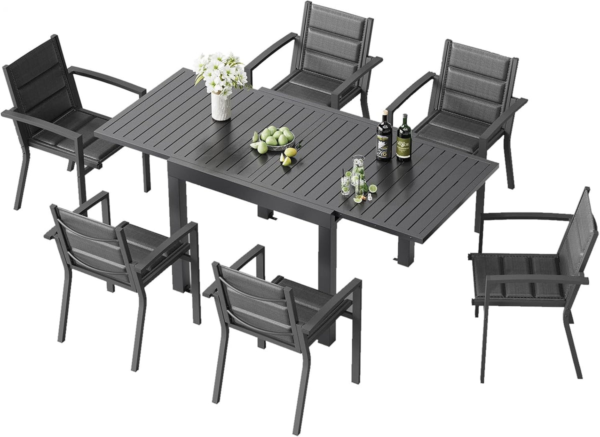 Ensemble salle à manger, 160 cm, Salon de Jardin Extérieur 6 Personnes en Aluminium, TRIUMPHKEY, 80 × 80 × 75 cm, 160 × 80 × 75 cm