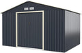 GOPLUS Abri de jardin, 330 × 255 × 210 cm, Cabine de Jardin Extérieur Portes Coulissantes, 138 × 162 CM, 08m2 97m3, 16, 97m3, Gris