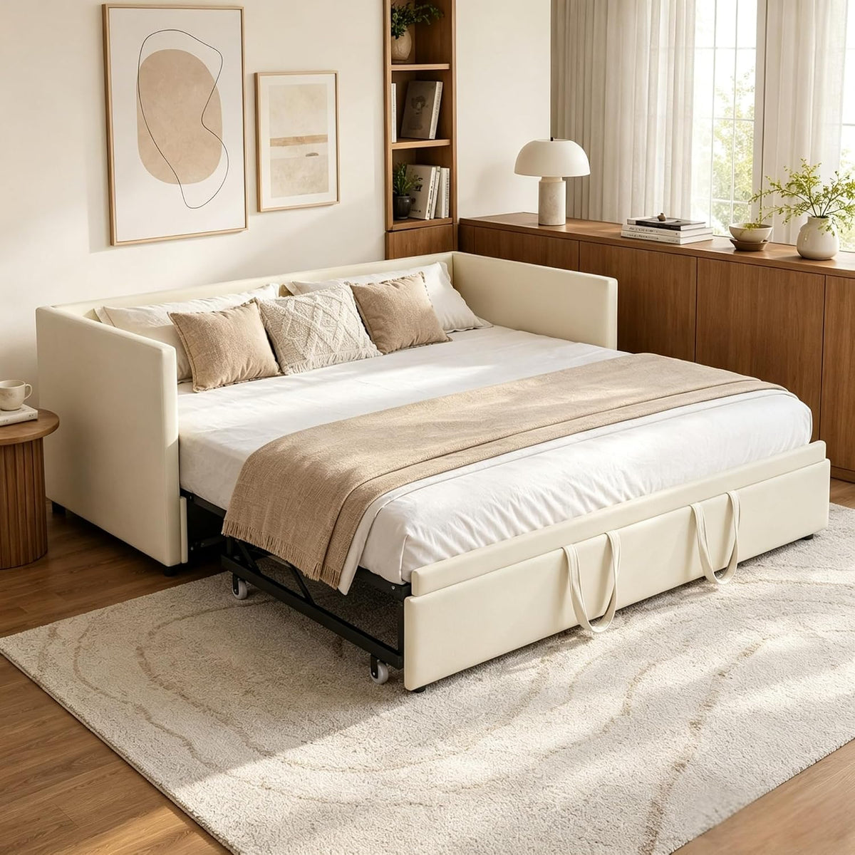 Cadre de lit YGHQAP, Canape lit 2 Places gigogne avec sommier à Lattes, 180 × 200 cm, 90 × 200 cm, 90 cm, 14 cm, 213 × 183 × 74cm, 50.25kg