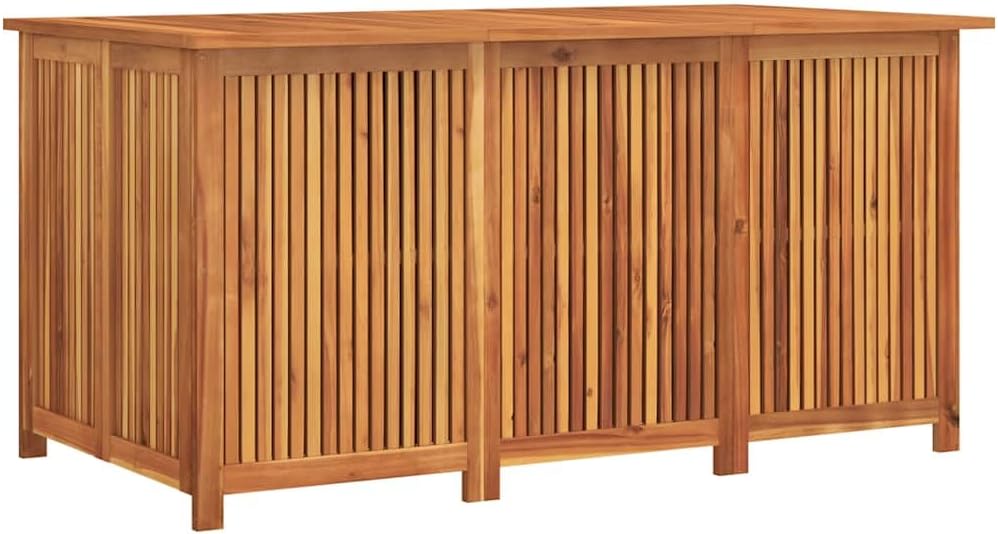 vidaXL Caisse de rangement, Boîte de Rangement de Jardin, 150 × 80 × 75 cm, Bois Massif d'Acacia, 141 × 72 × 62 cm, Coffre à Jouets