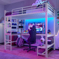 Lit, éclairage LED, 90 × 200 cm, Zepneiy, 140 × 200 cm, Blanc, portable