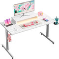 Bestier Bureau, 106 cm, éclairage LED, 106, 6 cm, 50 cm, 84, 5 cm, 22 modes, Design en Fibre de Carbone Blanc, Support Écran Intégré