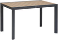 Table à manger, Table de Jardin évasion Effet Bois Honey et Graphite 4 Places Lates en Aluminium, HESPERIDE, 75 cm