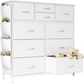 Commode Flrrtenv, réglable, 30 cm, organiseur de rangement en tissu pour chambre d'enfant, 100 cm, 98, 2 cm, 15 mm, 10 tiroirs, blanc, salon