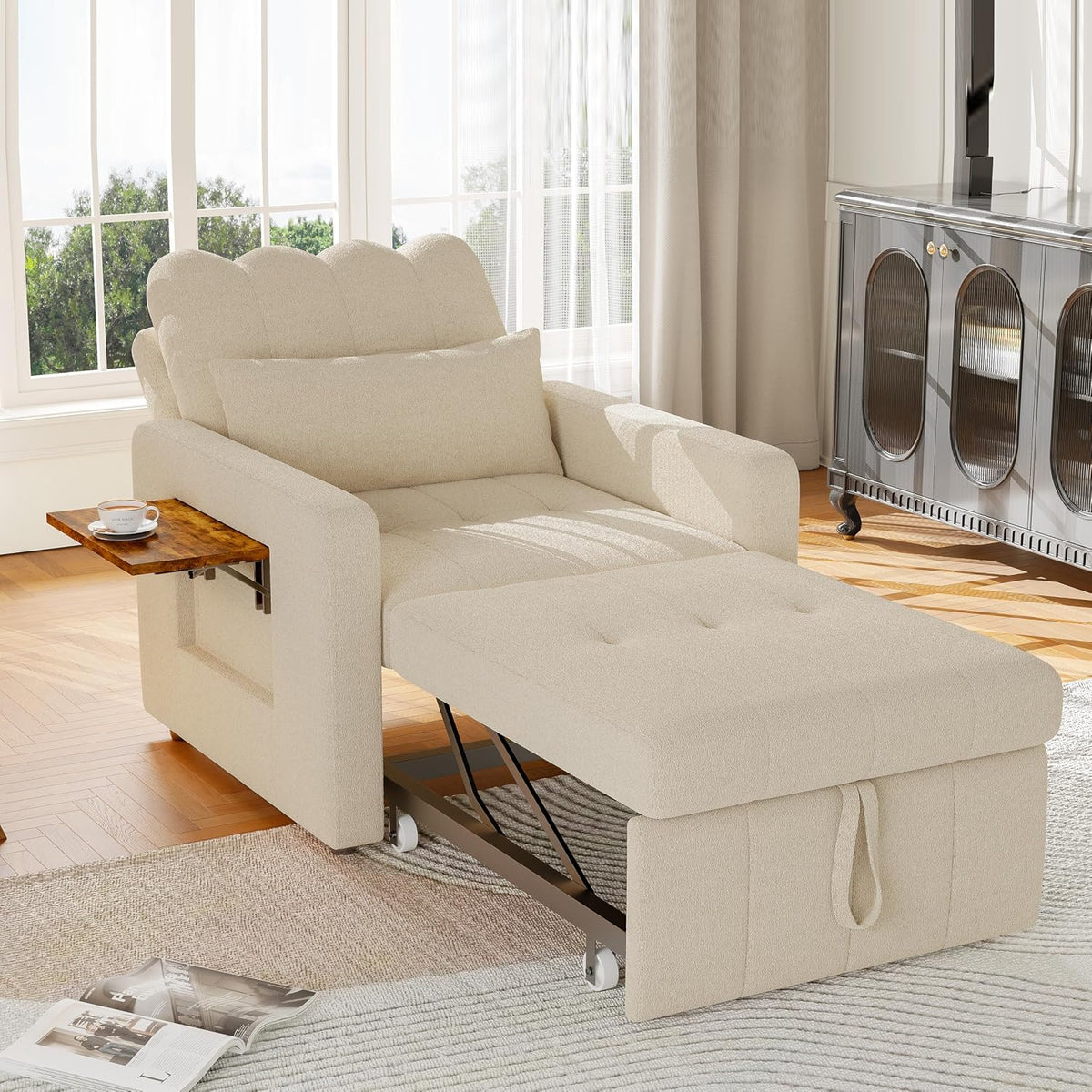 Canapé, 3 en 1 Fauteuil Convertible avec Fonction Lit, Yeutre, 70 × 174 × 42cm, réglable, Dossier Réglable, Matelas, 108 × 85 × 86 cm