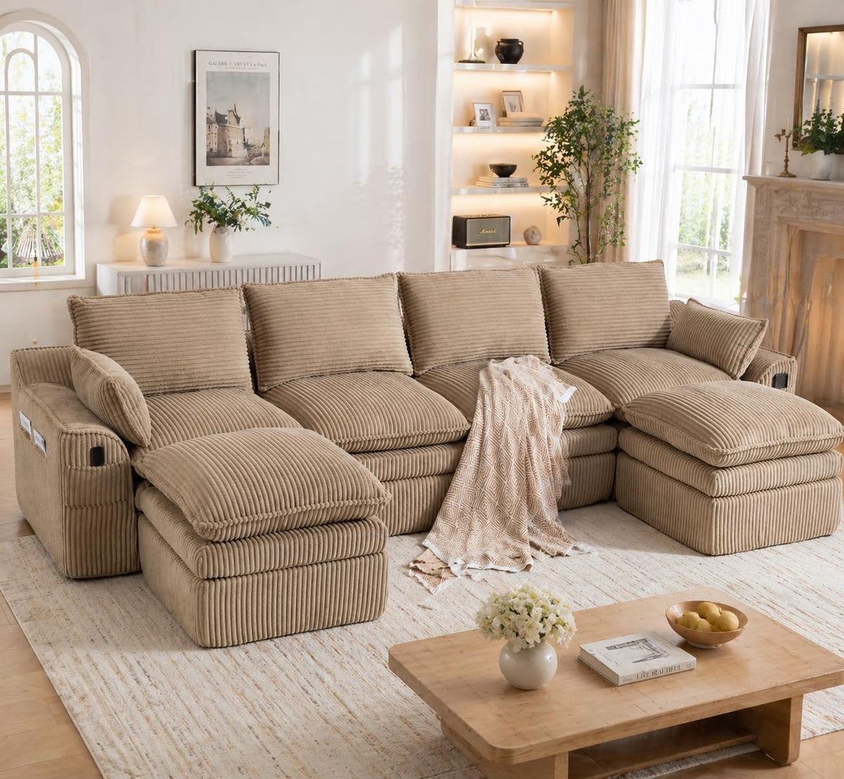 Canapé, télécommande, 335 cm, luckdect, Mousse à 3 Couches, Ressort Haute Tension