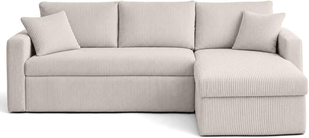 Canapé, 222 cm, Convertible avec Coffre, Bestmobilier, 83 cm, 147 cm, Cyrus, en Velours côtelé