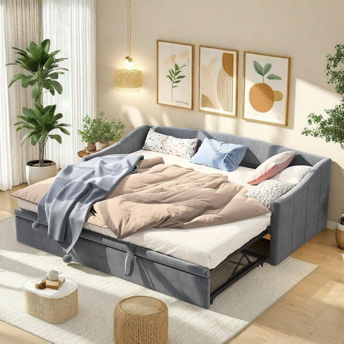 Lit, 180 × 200 cm, 14 cm, Gris-B