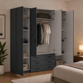 Armoire Dmora 196x50 h200, 47, 8 cm, Meubles de Chambre, 23, 3 cm, 200 cm, Placard à vêtements, Gris, Grande Garde-Robe Frances