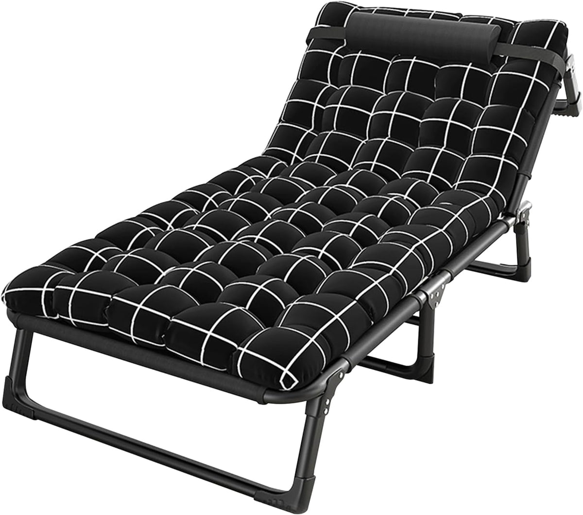 Lit, 70, 1 × 75, 1 × 17 cm, chaise pliante inclinable réglable à 4 positions pour adultes avec oreiller, cadciehe, 190, 1 × 75, 1 × 30 cm, 6 cm