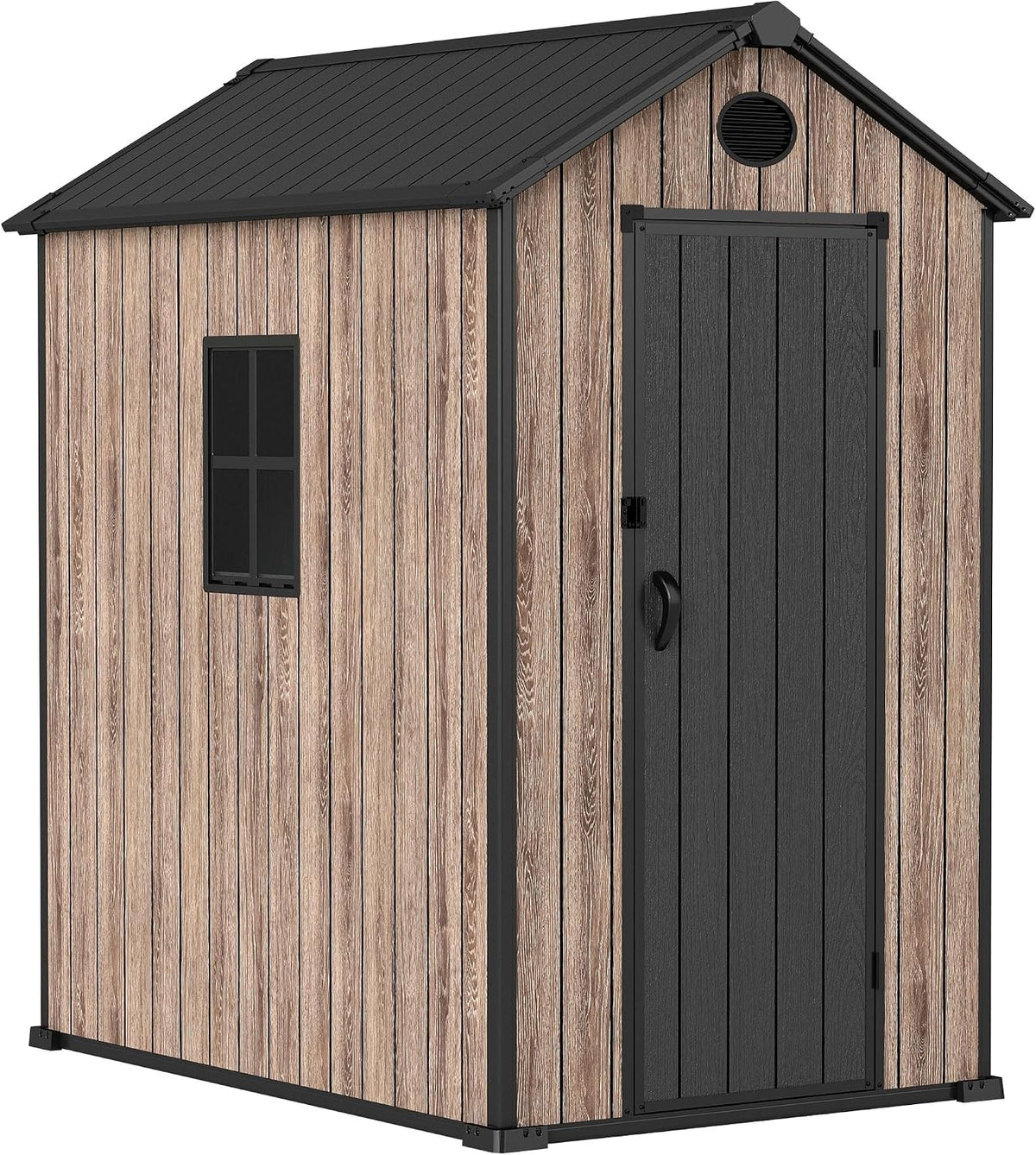 Abri de jardin, Effet bois, Fermeture à verrou, 60, 5 × 175 cm, Hoggar by Okoru, 16 mm, Sol inclus, Fenêtre latérale, Protection UV et imperméable