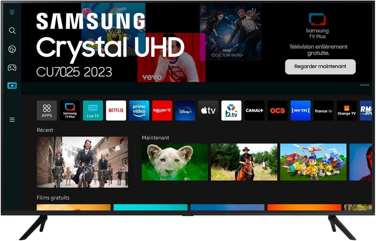 Samsung 43CU7025 HDR10 Téléviseur, réglable, Tizen, Processeur Crystal UHD, SmartThings