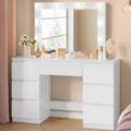 Coiffeuse, 3 Modes, éclairage LED, WOLTU, 7 Tiroirs, 107 × 40cm, 15mm, 6 tiroirs, réglable