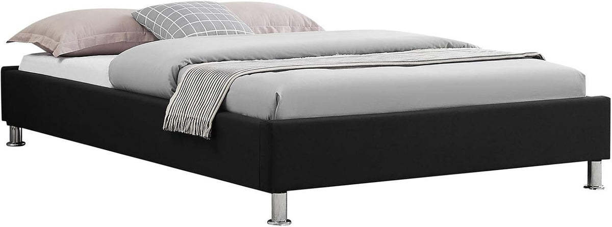 Lit IDIMEX, avec sommier et Pieds en métal chromé, 120 × 190 cm, 207 × 30 × 132 cm, 10 cm, 27 cm, revêtement en Tissu Noir