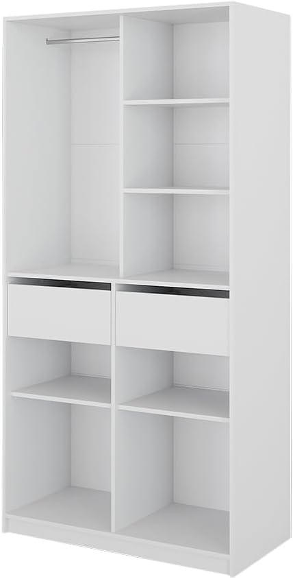 Armoire Vicco 100x200cm, 100 × 200 × 50 cm, 100 cm, 200 cm, 16 mm, 100 × 200cm, 2 tiroirs, Blanc