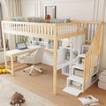 Cadre de lit, lit mezzanine avec bureau, 140 × 200 cm, éclairage LED, Sapgaks, 140 × 200cm, lit enfant avec rangement lit enfant avec barriere