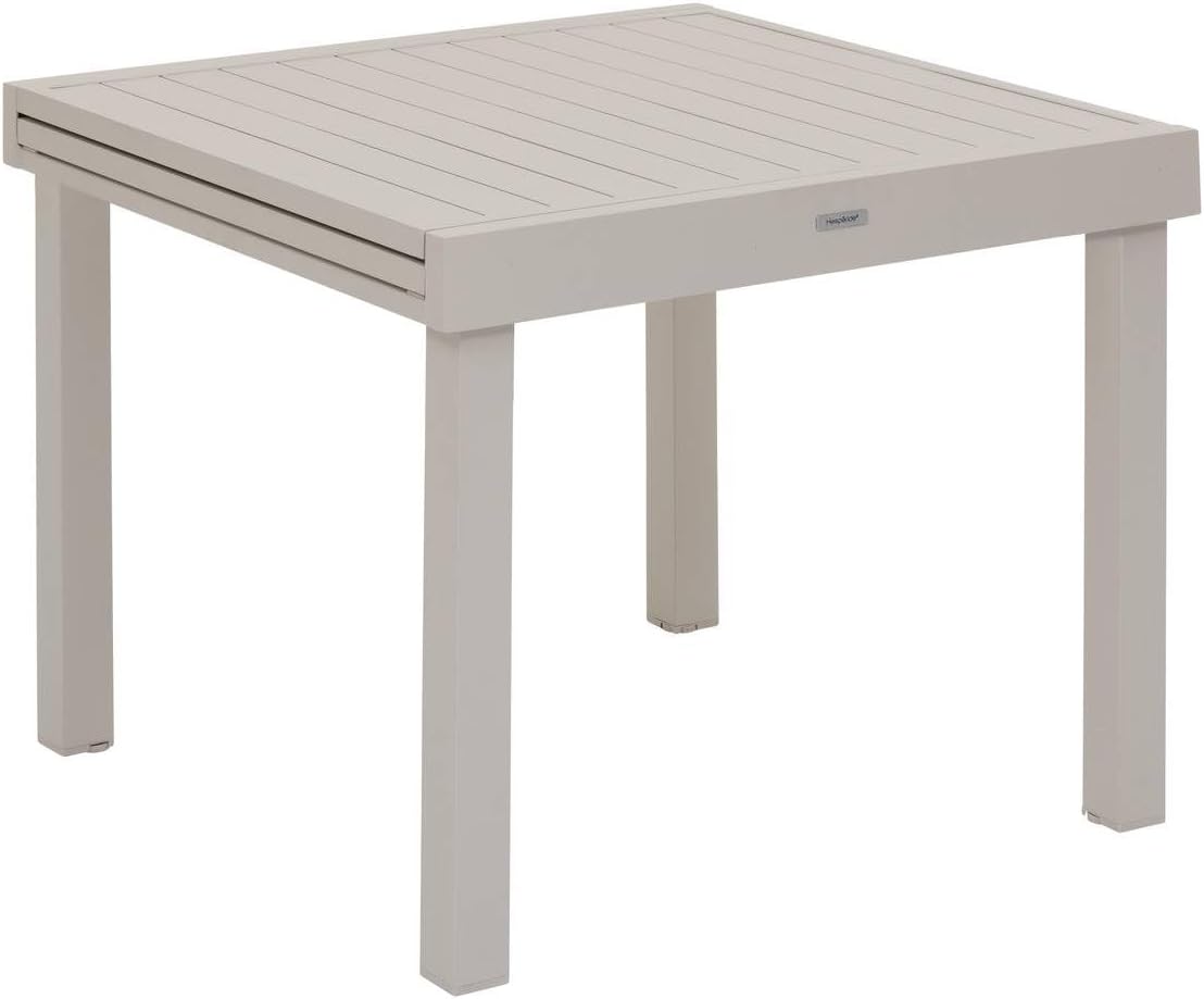 Table à manger HESPERIDE, Table de Jardin Extensible Piazza Argile, 180 cm, Aluminium Traité Epoxy Antirouille, 8 Places