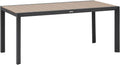 Table à manger HESPERIDE, Table de Jardin évasion Effet Bois Honey et Graphite 6 Places Lates en Aluminium, 75 cm