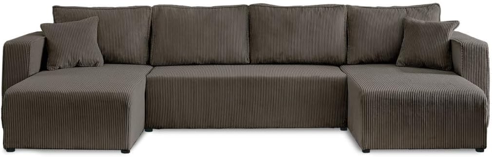 Canapé Bestmobilier, 37 cm, Convertible avec Coffre, 7 Places, 320 × 85 × 140cm, Topaze, en Velours côtelé