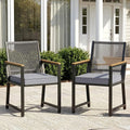 Chaise de jardin, 40 cm, 2PC Fauteuil Jardin Exterieur, LIFERUN, 7 cm, Gris, Chaises de Jardin en rotin