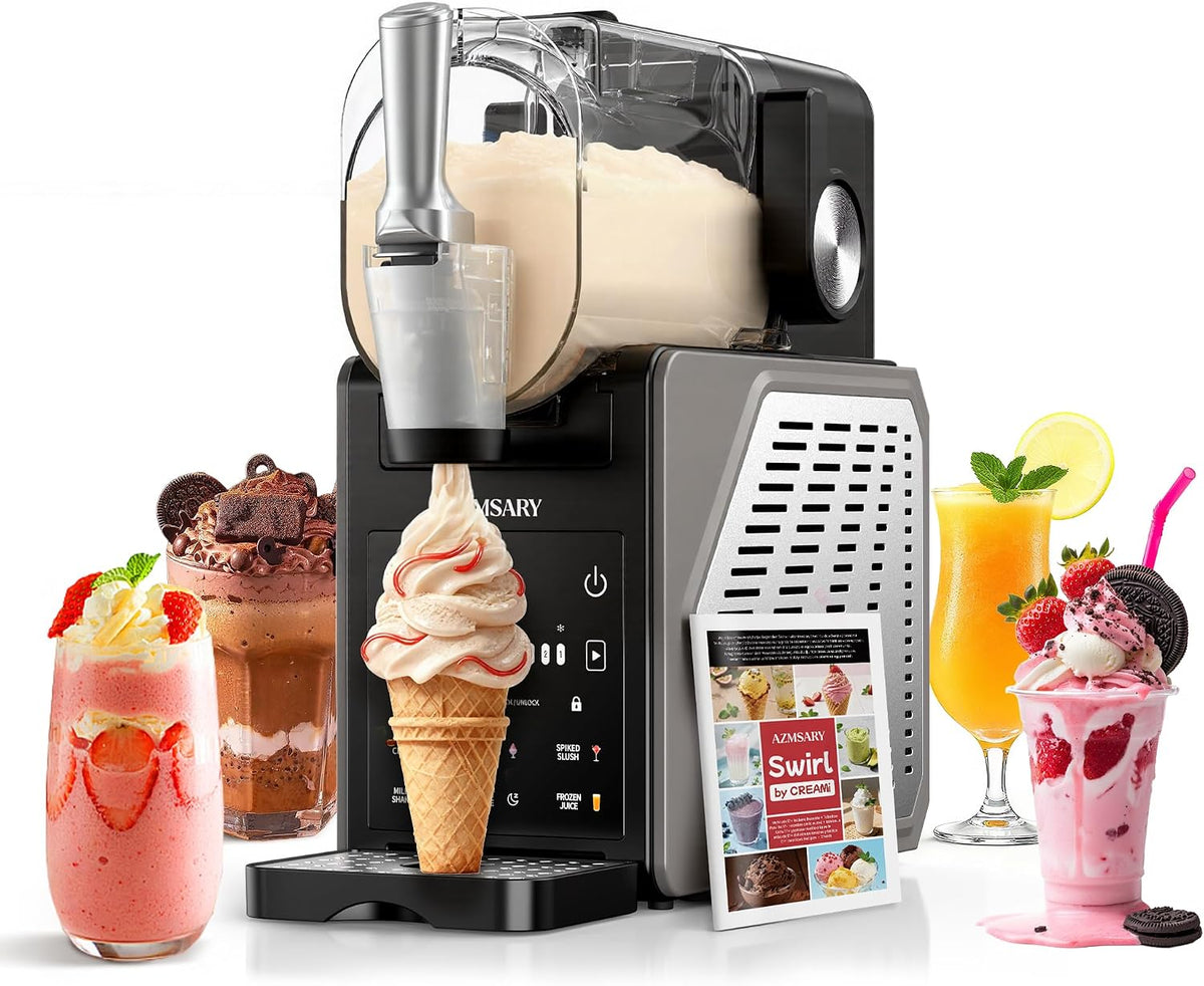Machine à glace et sorbetières Azmsary, éclairage LED, 2, 5 L, 6 Programmes, Écran LED