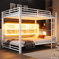 Cadre de lit Sapgaks 140x200 Blanc-1, éclairage LED, 140 × 200 cm, lit Mezzanine 2 Places, lit superposé 2 Places lit Double Enfant