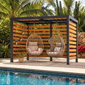 Sunjoy Belvédère, Pergola Jardin Extérieur avec Crochets pour Fauteuil Suspendu et Balançoire, 10 cm, 3 × 2 m, 1, 9 × 3, 1 m