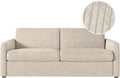Canapé LOUNGITUDE 140x190, 3 Places, Véritable Matelas, 13cm, Agathe, Express, en Velours côtelé, Beige