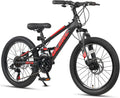 Glerc VTT, 20 24 Pouces vélo Enfant pour Les Jeunes de 6 à 18 Ans, 21 Vitesses vélo avec Suspension Avant & Freins à Disque, 63, 5 cm