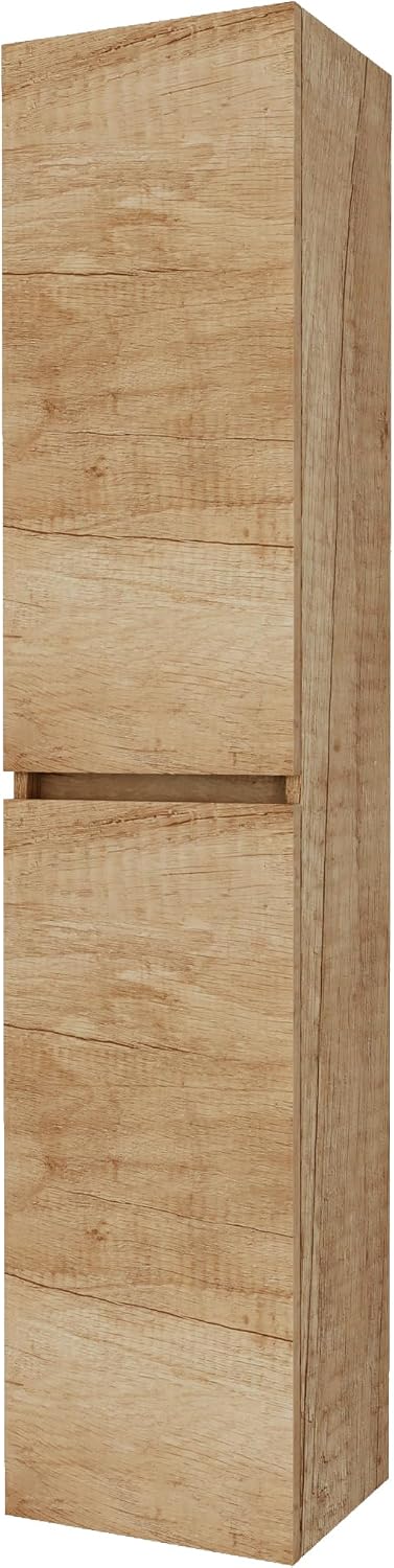 Meuble sur pied Baikal, 30 × 140 cm, 16 mm, 30 cm, 25 cm, 3 étagères, 2 portes, portable, Colonne de Salle de Bain, Armoire de Salle de Bain