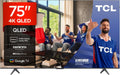TCL 75T8C Téléviseur, 144Hz, HDR10, 75T8C 75' QLED 4K HDR Ultra HD TV, 144Hz Motion Clarity Pro, Onkyo 2.1 Sound, Google TV