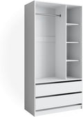 Armoire, 100 × 200 × 50 cm, réglable, Vicco, 100 cm, 200 cm, 16 mm, 100 × 200cm, 2 tiroirs, Blanc