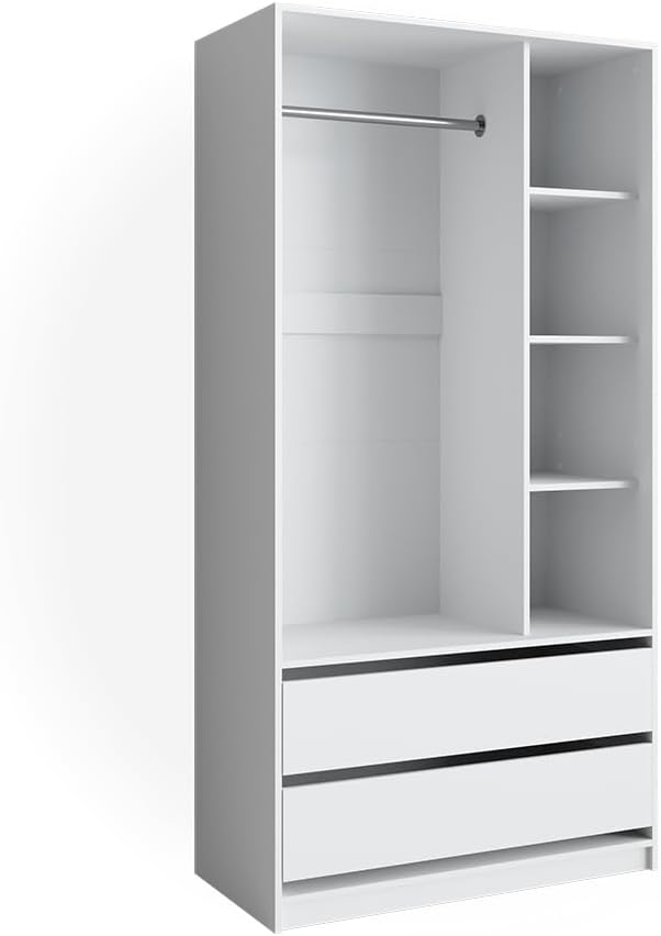 Armoire, 100 × 200 × 50 cm, réglable, Vicco, 100 cm, 200 cm, 16 mm, 100 × 200cm, 2 tiroirs, Blanc