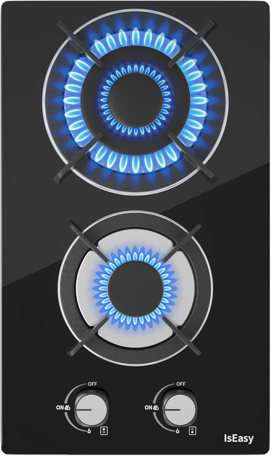 IsEasy Plaque de cuisson, 4300 W, verre, 3300 W, 1000 W, 31 cm, 51 cm, 5, 5 cm, 26, 5 cm, 47, 5 cm, 8 mm, 30cm, 2 Brûleurs, 4, 3 kW