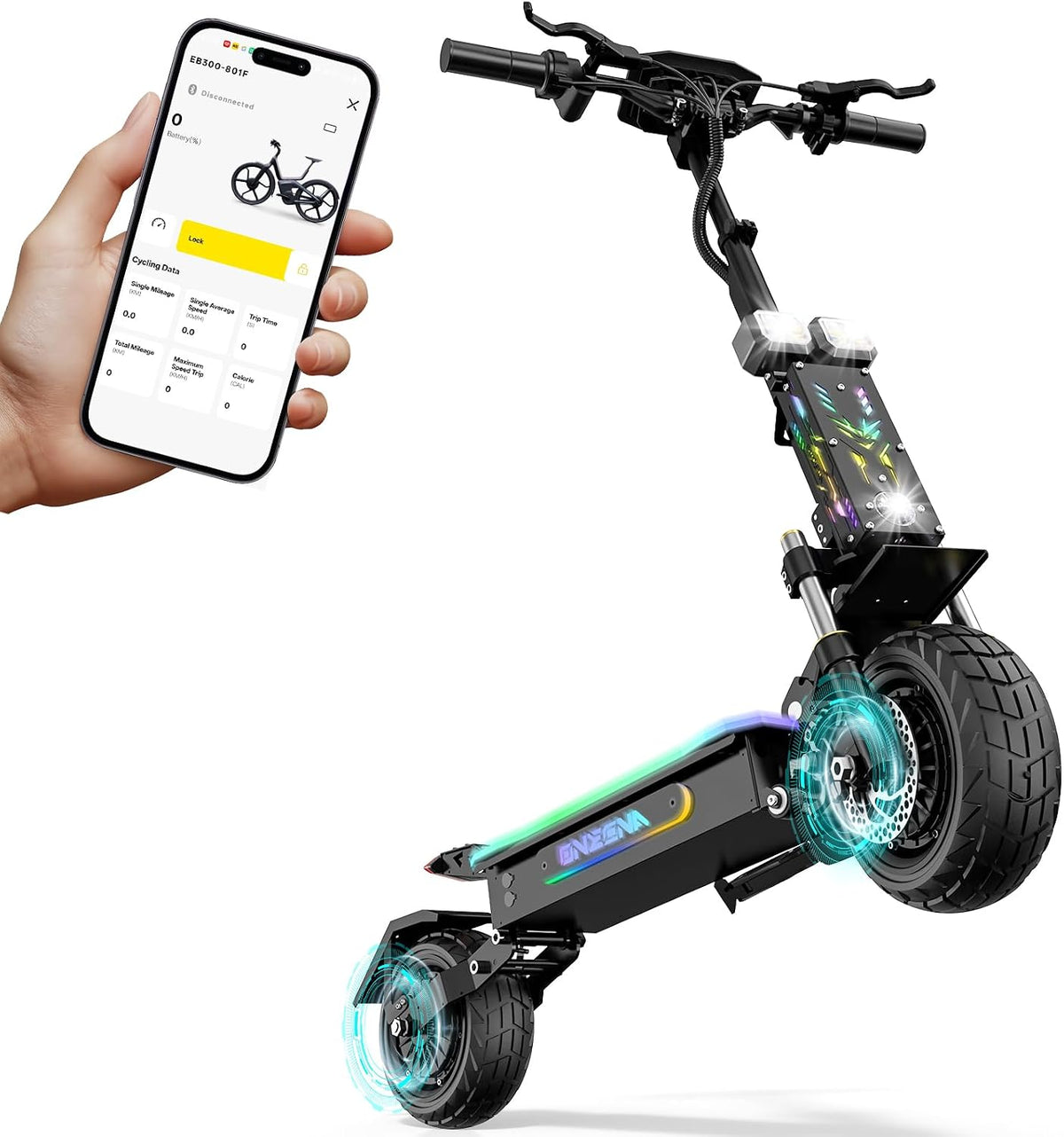 FENGQS Trottinette électriques, 150 kg, Batterie 60V 27Ah, Charge Max 150 kg, 2800W, 5600W, Double Moteur 2800W×2, Autonomie 120 km