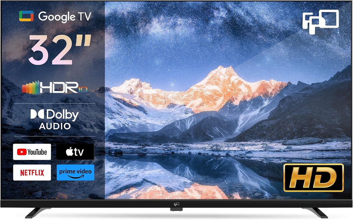 Téléviseur, 32 Pouces, télécommande, FPD, 81 cm, Télécommande Vocale, 720p, HDR10, HDR 10, Wi-Fi, Bluetooth, Google TV avec Google Play