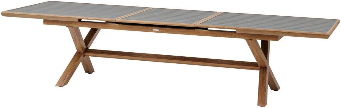 Table à manger, 330 CM, Aluminium Traité Epoxy Antirouille, Table de Jardin Extensible Axiome Graphite/Miel, HESPERIDE, 12 Places, 250cm