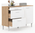 Buffet, 120 cm, réglable, IDMarket, 120 × 40 × 93 cm, 83 cm, 40 cm, 65 cm, 3 tiroirs, 2 tiroirs, 1 étagère, Blanc