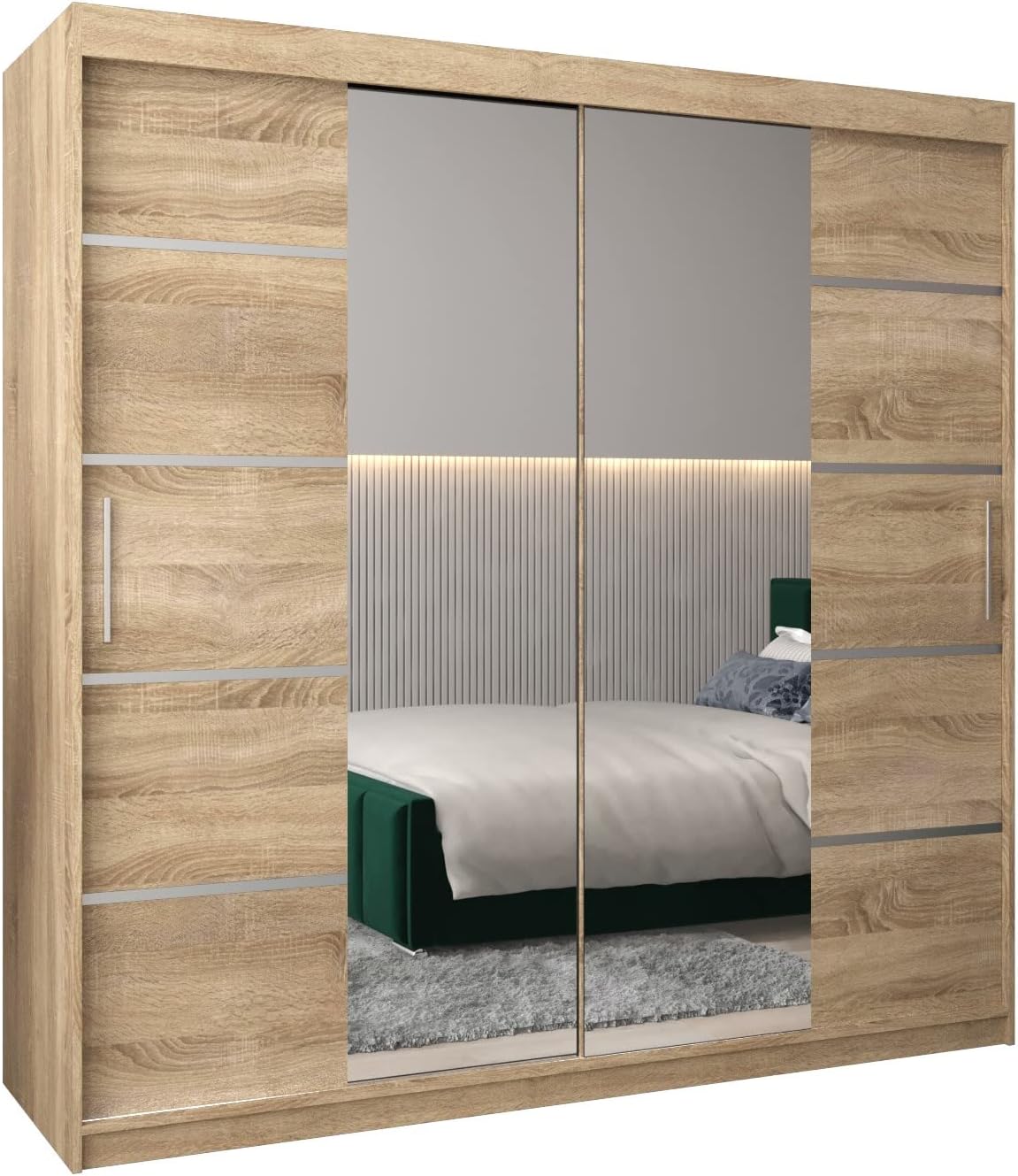 Armoire ABIKSMEBLE, 16 mm, Dressing pour Chambre Adulte, 0, 5 mm, Penderie Vêtements, L/H/P, 2 Portes, 5 étagères, Placard 2 Portes