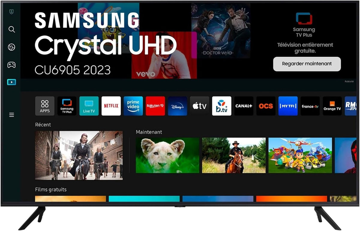 Samsung 43CU6905 HDR10 Téléviseur, réglable, Tizen, Processeur Crystal UHD, SmartThings