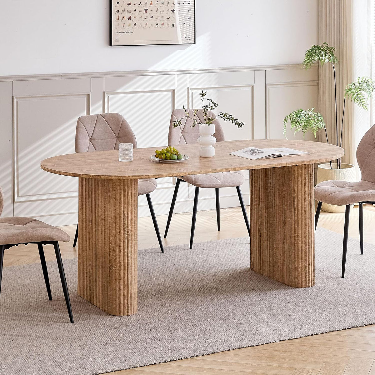 Table, 180 cm, 180 × 90 × 76 cm, 90 cm, 1, 8 cm, Salle à Manger et Salle de Réunion, Naturel, DEYARNA HOME