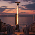 Appareil de chauffage extérieur, verre, chauffage de terrasse, 174 cm, PakketPanda, noir, colonne de feu, poêle de jardin, poêle de terrasse