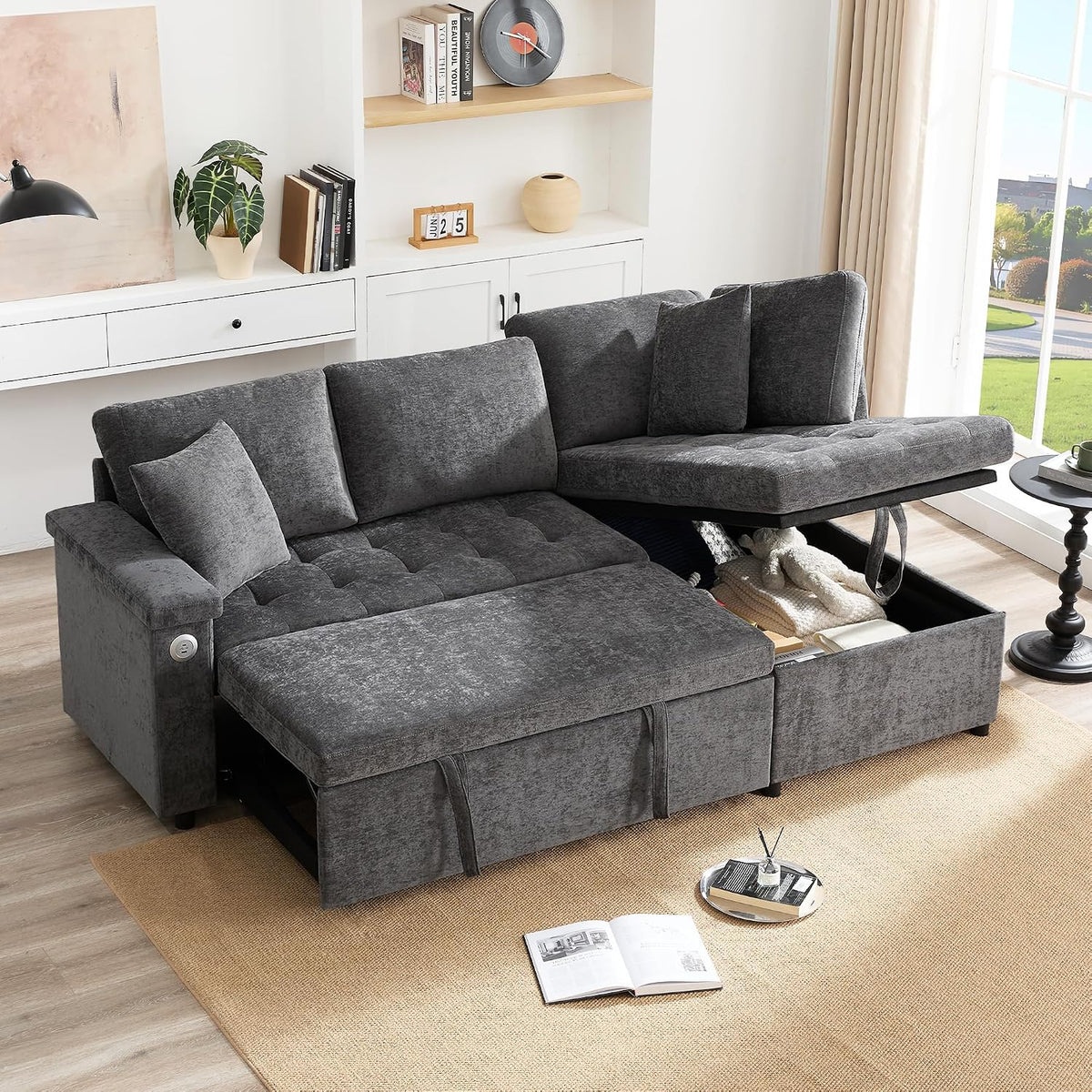 Canapé, 209 cm, Yihomfy, 130 cm, 84 cm, Gris
