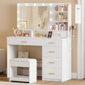 Sèche-cheveux, 108 cm, Coiffeuse avec 10 Globes Lumineux LED, Hzuaneri, 3 Modes, Blanc DT42903XEU, 4 tiroirs, 6 zones, 3 Couleurs