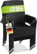 Chaise de jardin, Juskys, 6 chaises empilables, réglable, Ensemble de 6 chaises de Jardin Yoro en rotin avec accoudoirs et Dossier