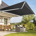 Fiqops Store, Pour balcon, 300 × 250 cm, réglable, Aluminium/polyester, Auvent pare-soleil avec manivelle, gris, terrasse, jardin